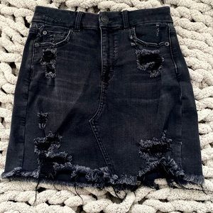 black high waisted jean skirt